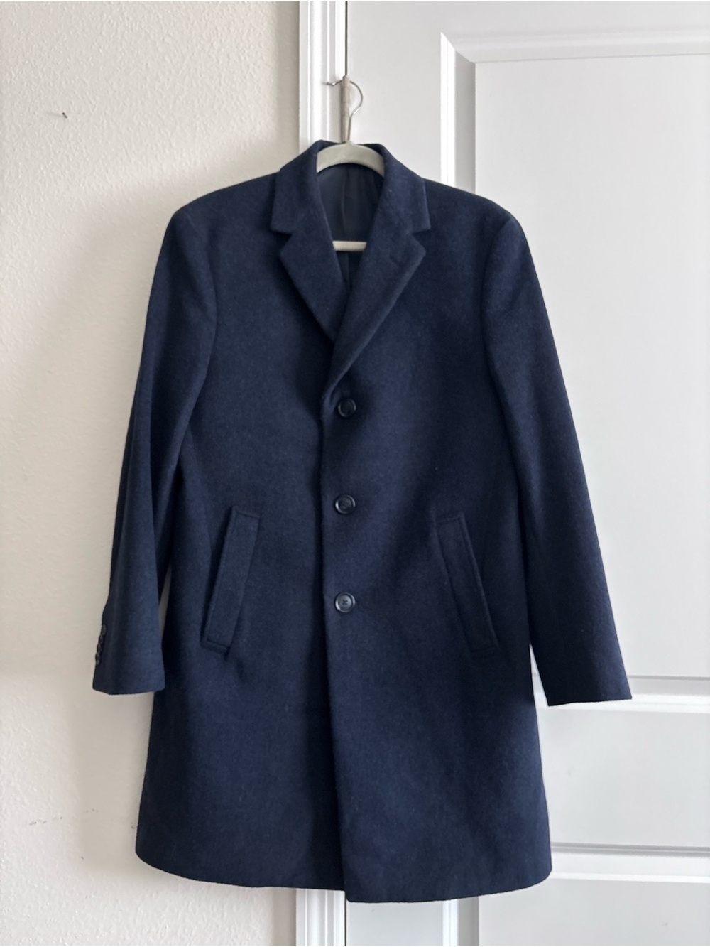 Kenneth Cole Navy Wool-Blend Pea Coat